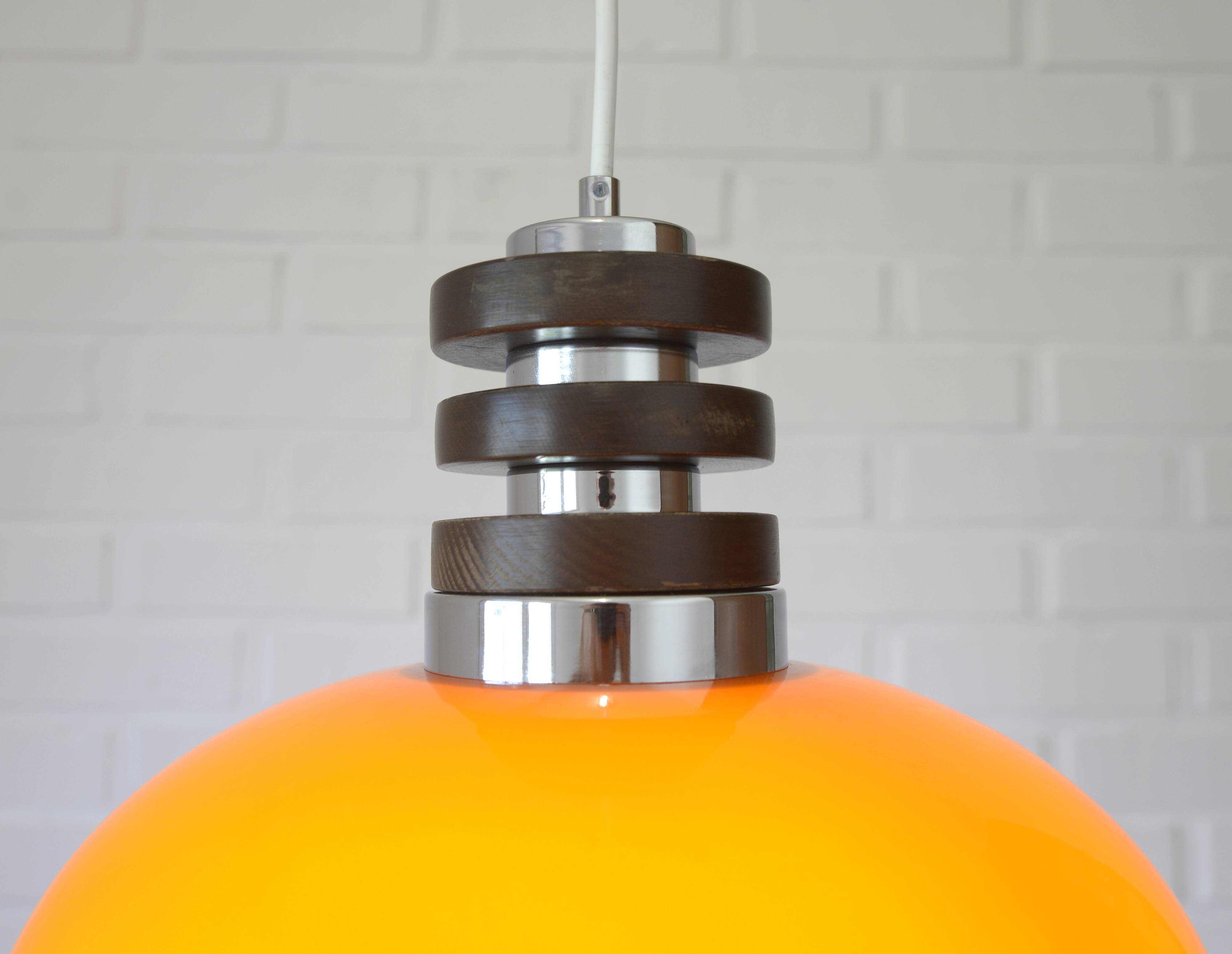 Vintage orange pendant light in mid-century modern style hanging lamp 1970