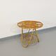 Round coffee table with 60's vintage rattan magazine tray