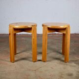 Pair of stackable pine stools