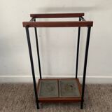 Vintage teak and metal umbrella stand
