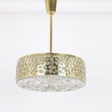 Large pendant light with aged brass glass by Rupert Nikoll, Austria, 1960s.