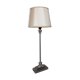 Silver metal living room lamp, cream shade, 1950s