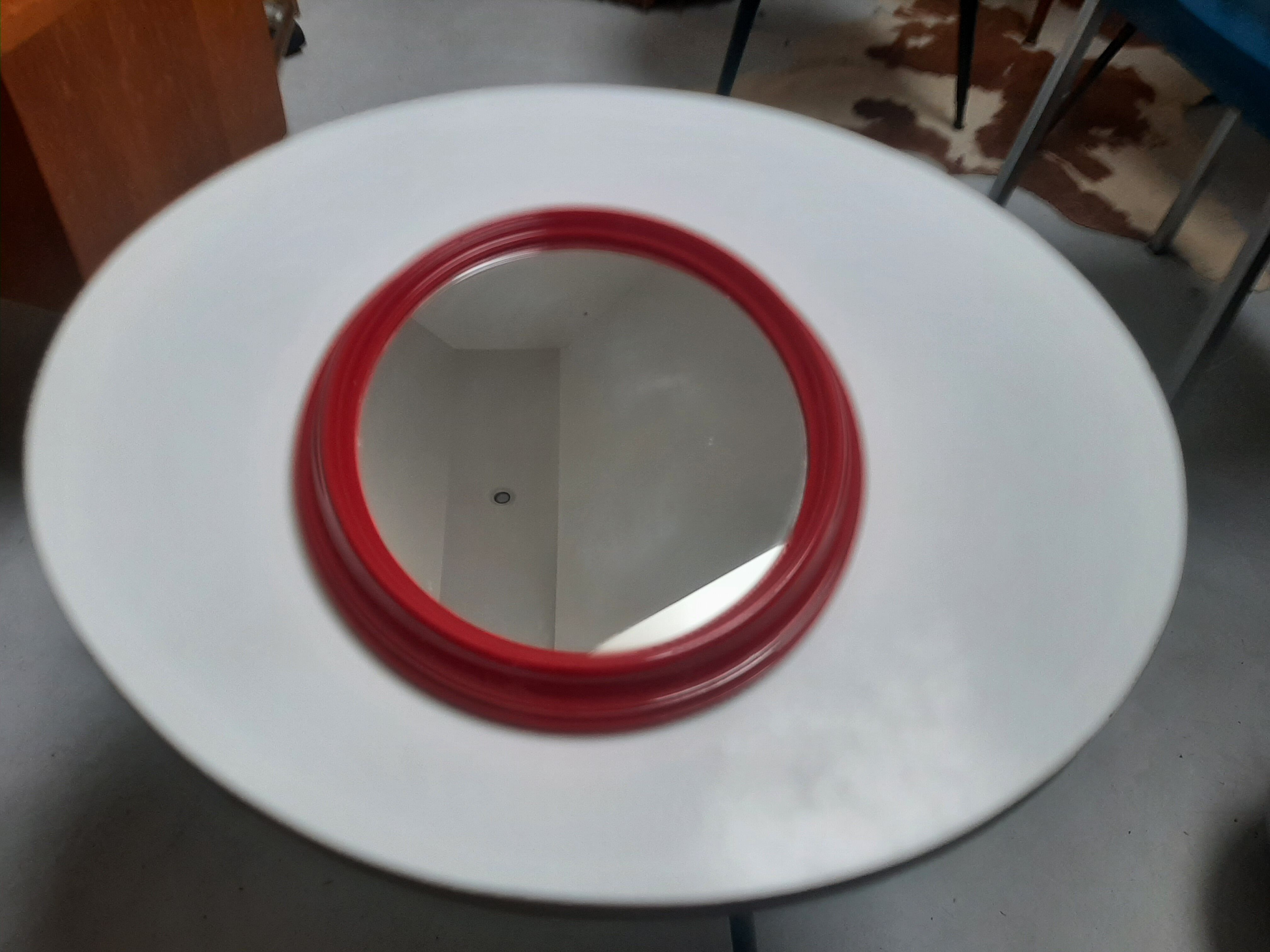 Vintage oval red mirror 60s 70s