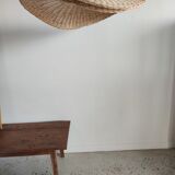 Rattan suspension or shade in the shape of a braided undulating circular tray d:80