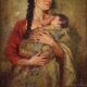 Peinture espagnole "Maternité" signée, 20e siècle