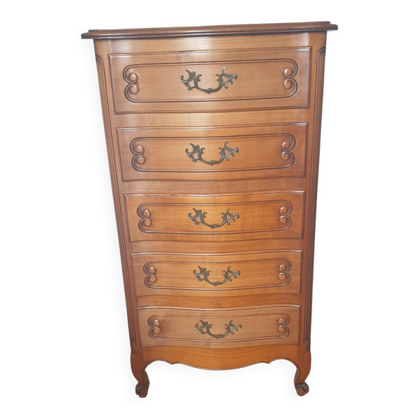 Chiffonnier / commode en merisier style louis xv