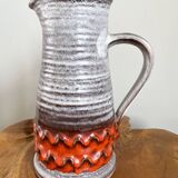 Jasba orange-grey vase/jug, bunte welt der keramik (colorful world of ceramics), west german pottery