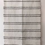 Handwoven rug - White and black lines - recycled cotton - 170 x 240 cm