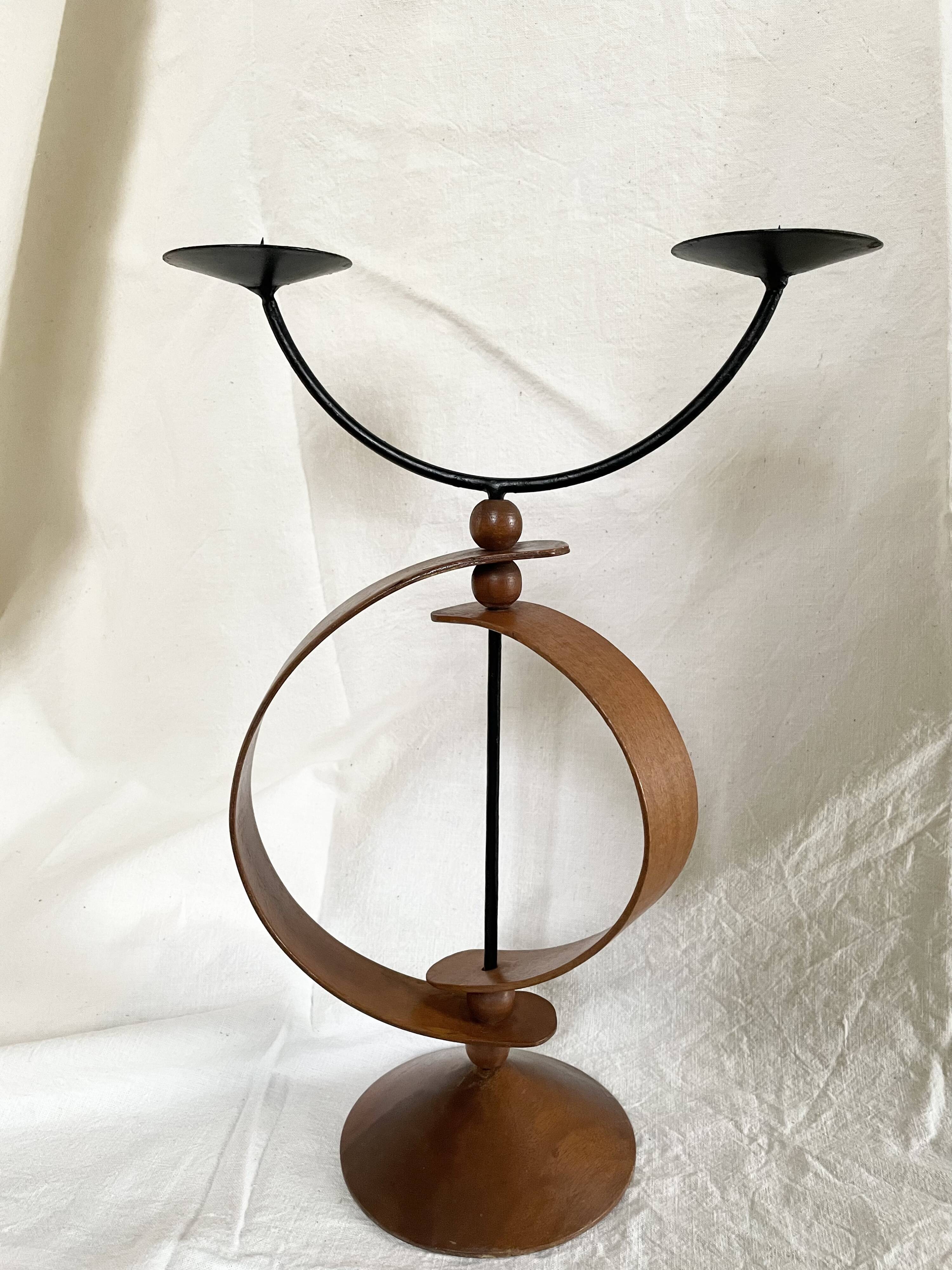 Danish teak candle holder