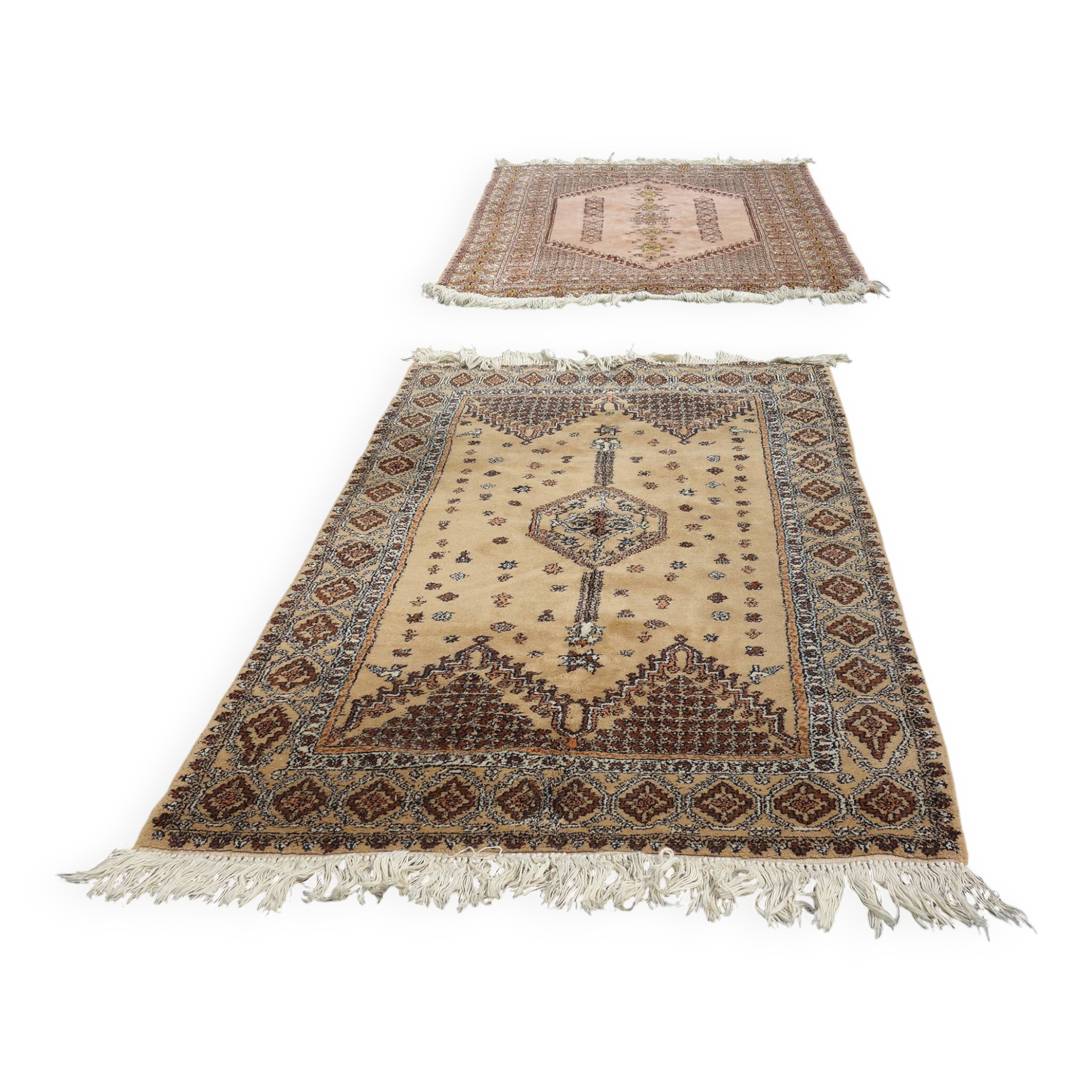 Ancien tapis de fès maroc laine très serrée tissé main