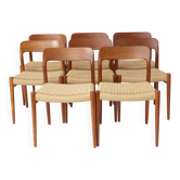 Large Set of 8 Niels Otto Møller Teak Dining Chairs – Model 75 (1950s)