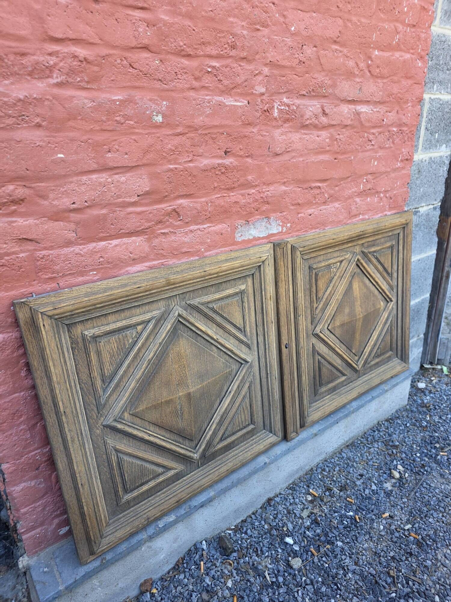 Pair of old solid oak doors
