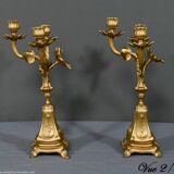 Pair of candelabra in gilded spelter and onyx – 1940