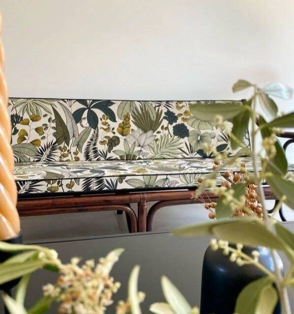 Vintage rattan bench from Maison Kok