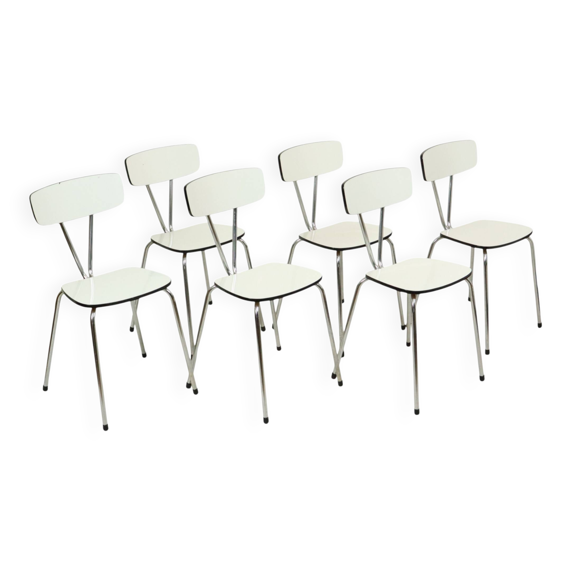 Set of 6 Gray Formica Chairs Chrome Dining Room Chairs Sixties