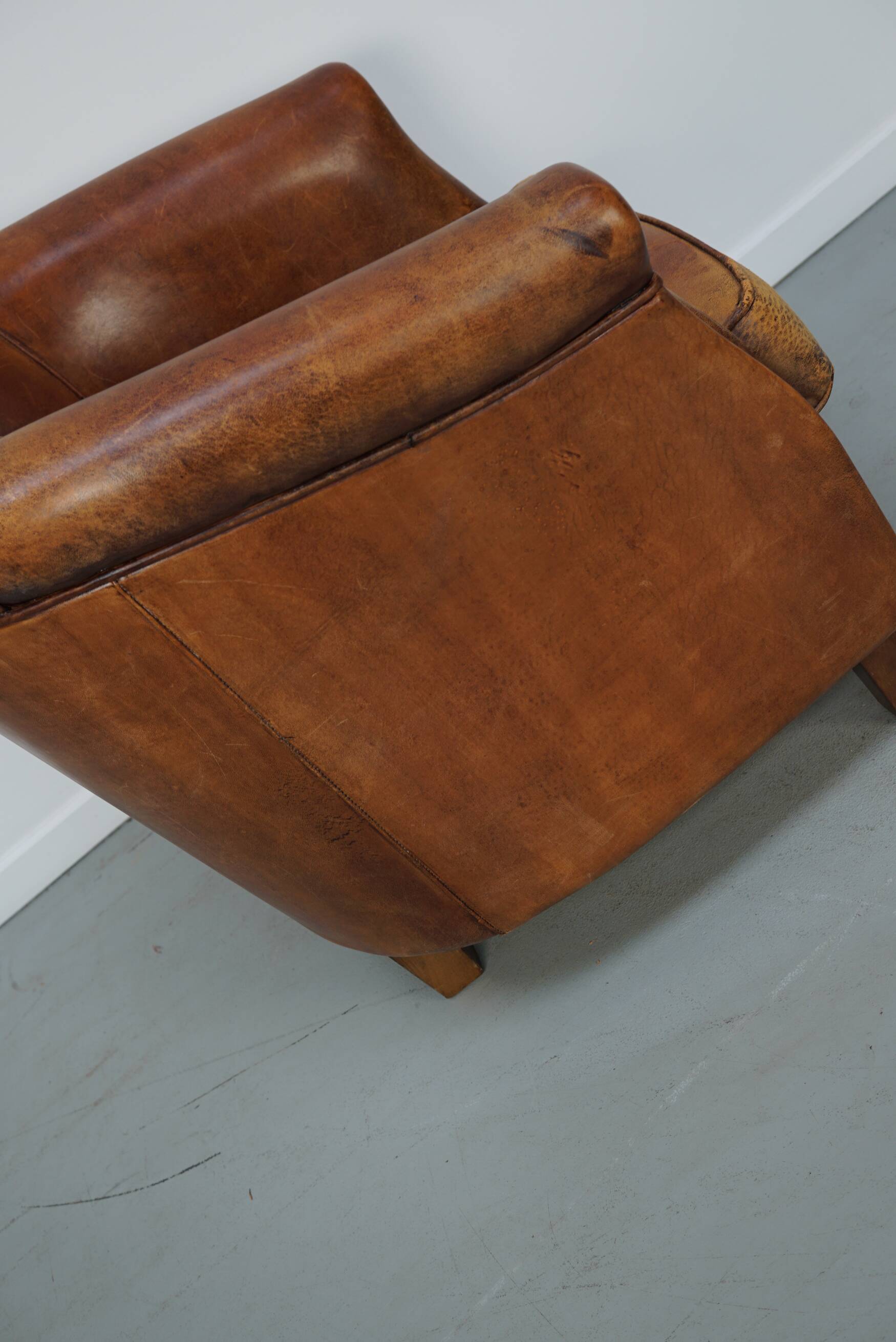 Vintage Dutch Club Chair in Cognac Leather