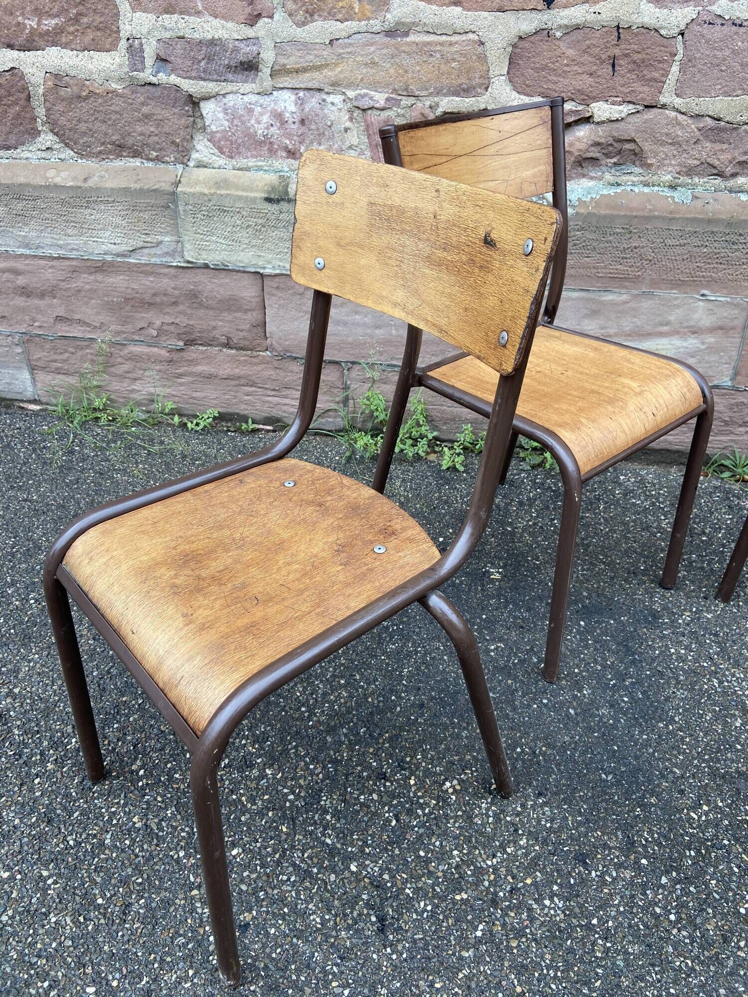 Lot de 4 chaises industrielles école vintage collectivités mullca 6