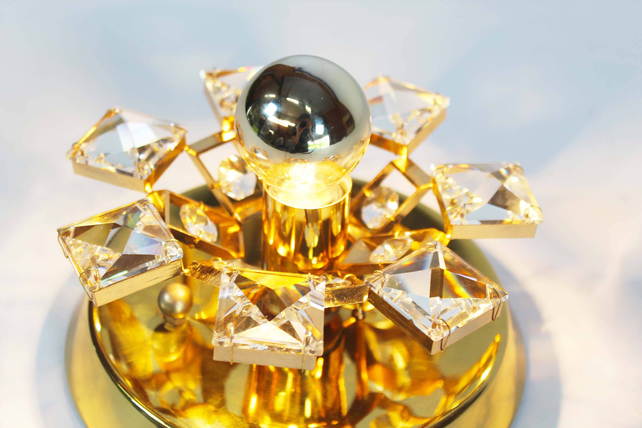 Brass and glass ‘jewel’ wall light by Palwa – Germany 1970’s