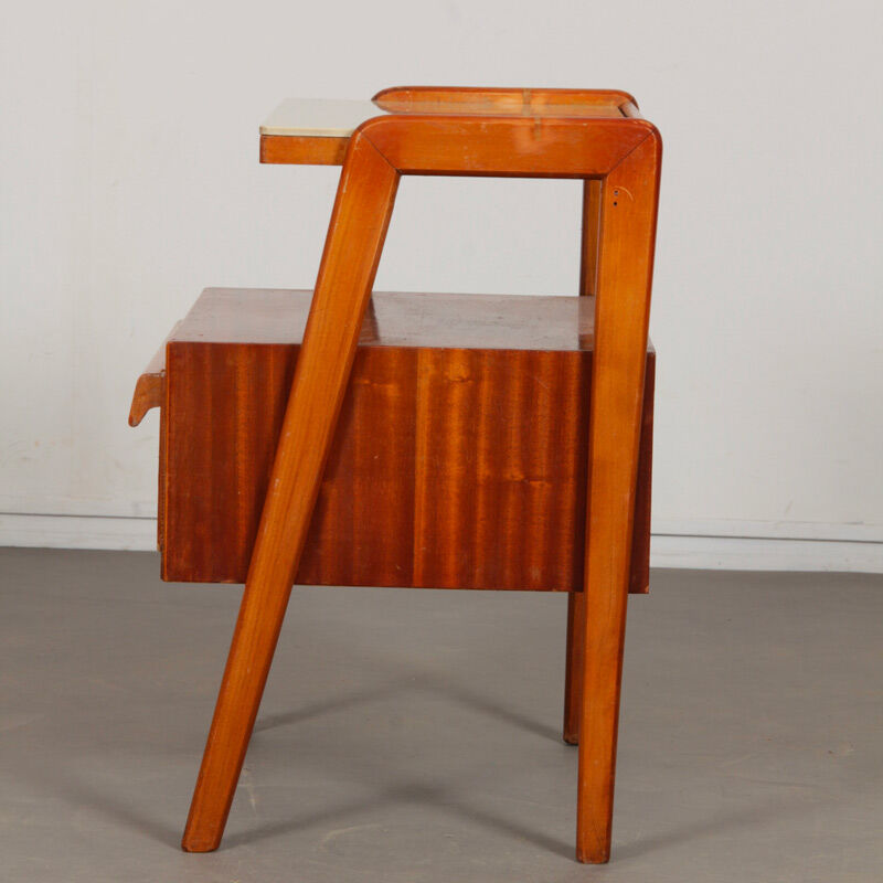 Pair of wooden and opaline bedside tables, edited by Jitona, 1960