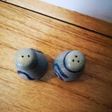 Blue-grey vintage sandstone pepper shakers