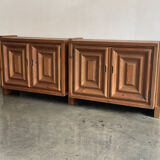 Buffet brutaliste, Biosca, bois massif, travail artisanal, Espagne