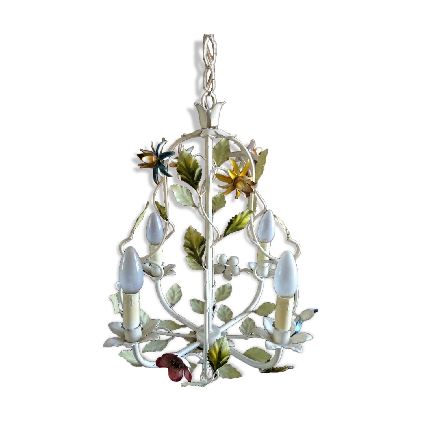 Four-burner vegetable chandelier in painted metal