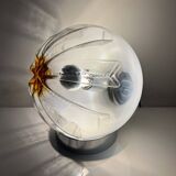 Lamp in chromed metal and blown Murano glass attributed to Mazzega Italy 197