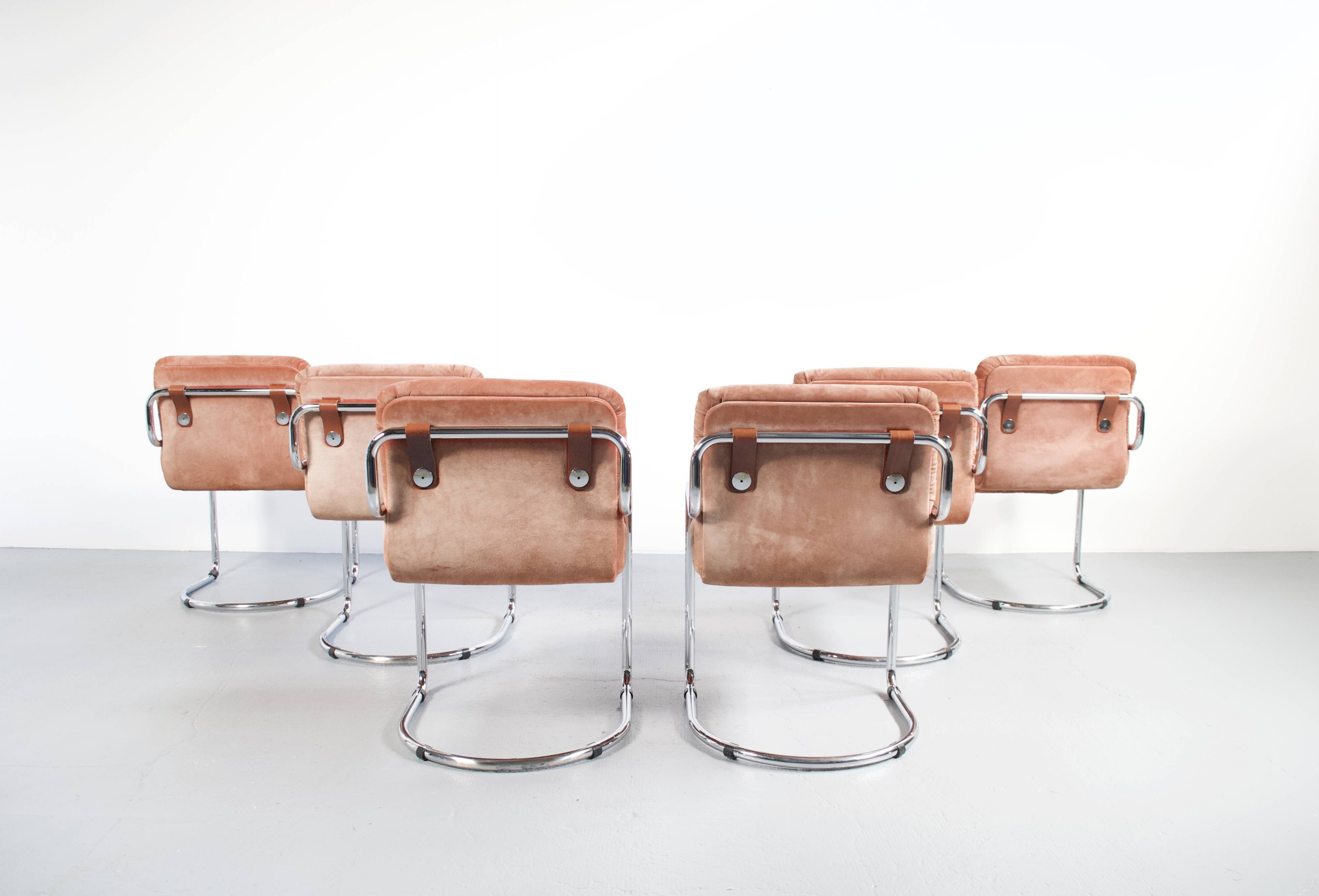 Set of 6 armchairs by Guido Faleschini, 1970s, Mariani Italia, publisher