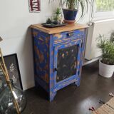 Vintage Jam Cupboard / Small Blue Workshop Cabinet