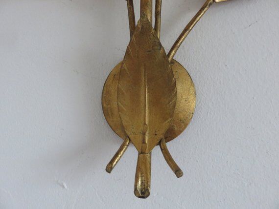 Applique fleur en métal doré années 70