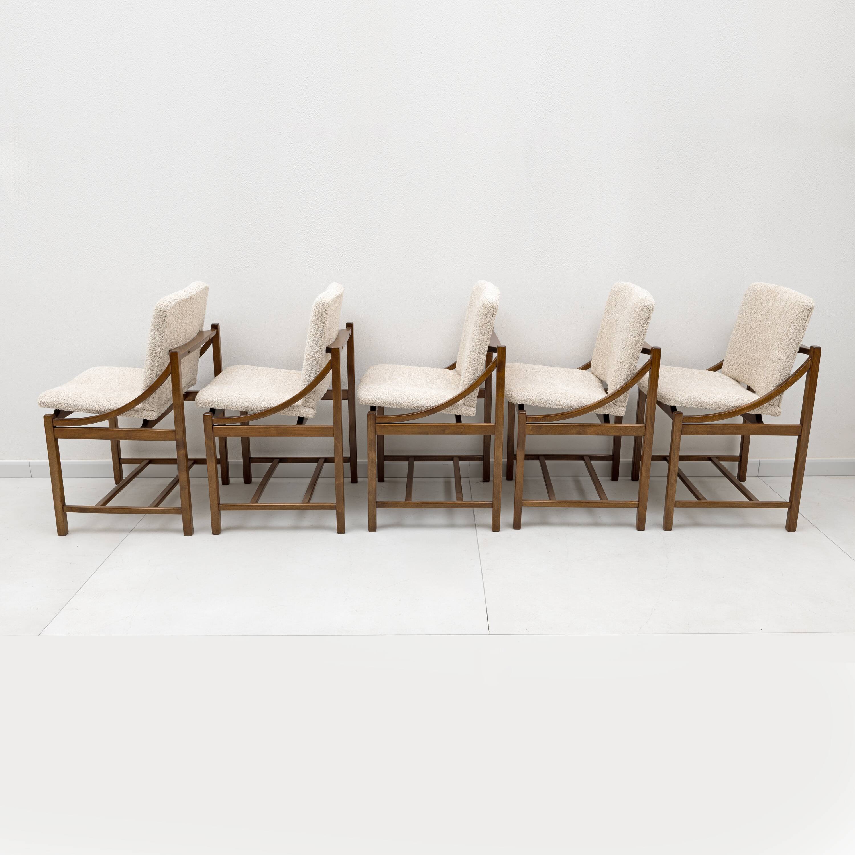 Set of Five Vittorio Rossi Dining Chairs for Lorenzon Italia , 1960s