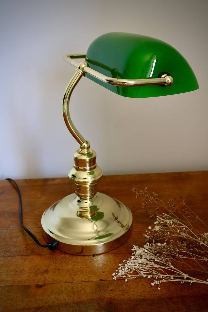 Vintage green opaline notary lamp