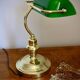 Lampe de notaire opaline verte vintage