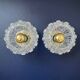 2 vintage brass and pressed glass wall lights Brutalist style 1960-70