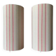 Pair of striped fabric bedside lamps.