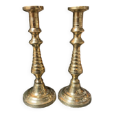 Pair of solid brass candlesticks