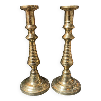 Pair of solid brass candlesticks