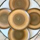 Set of 5 flat plates in Longchamp 60s sandstone painted by hand