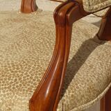 Pair of Louis XVI armchairs, upholstered in giraffe-pattern velvet