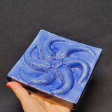 Blue Glazed Ceramic Plate Relief Decor Trivet