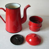 Old red enamelled coffee maker 27 cm deco retro kitchen farm countryside