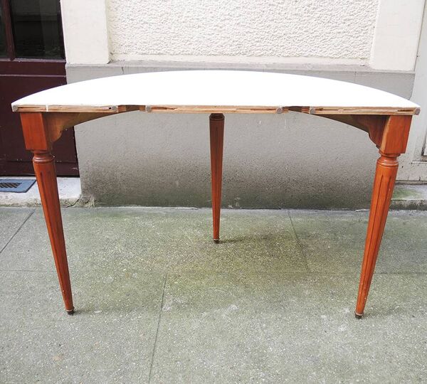 Ancienne console demi-lune en bois