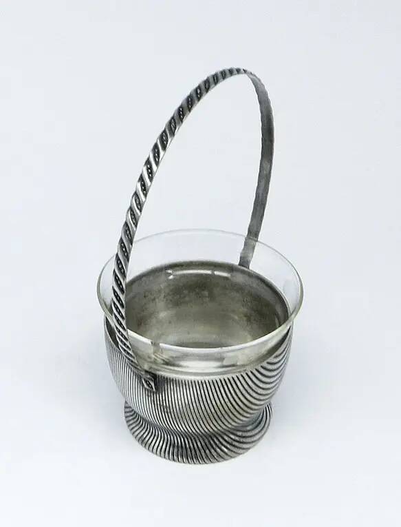 Art Deco sugar bowl, silver-plated brass, Szandrik, Hungary, 1930s