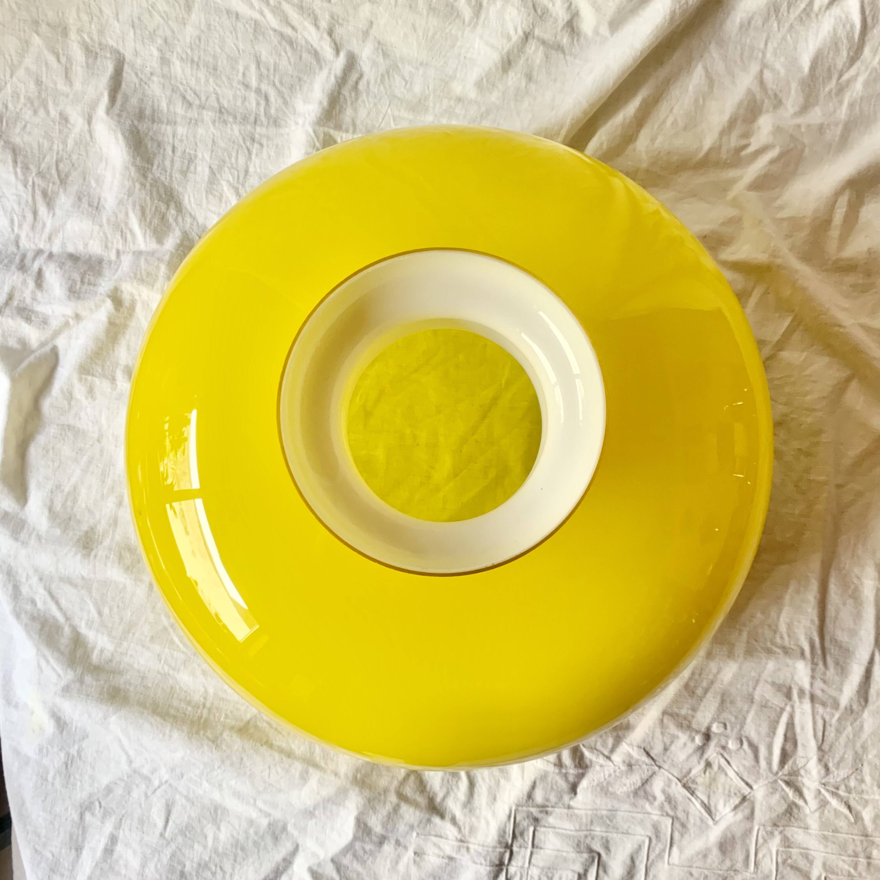 Large vintage yellow opaline pendant lampshade