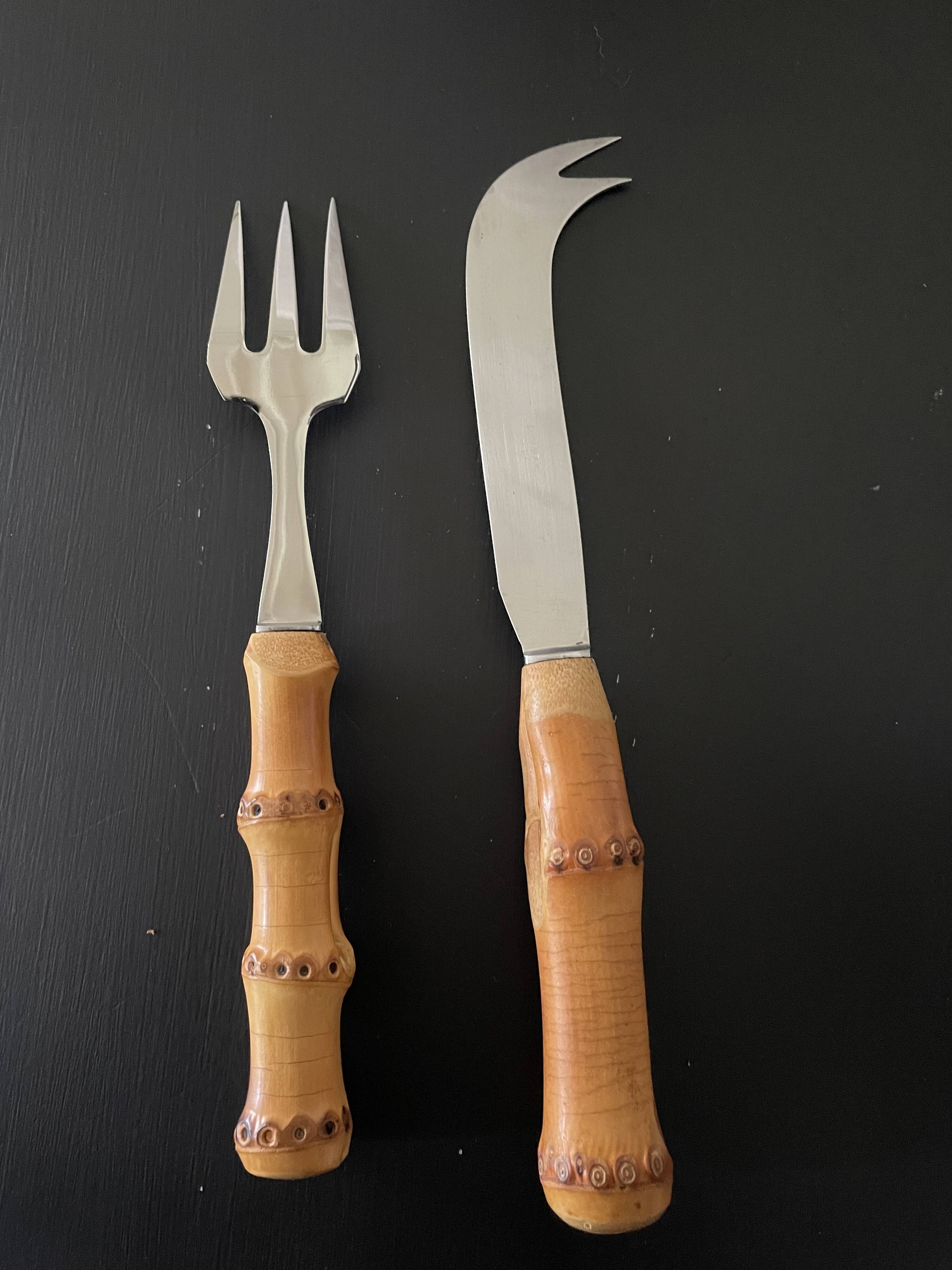 Bamboo handle cheese serving cutlery