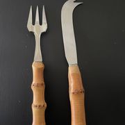 Bamboo handle cheese serving cutlery