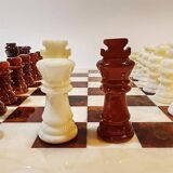 1960s Chess Set in Genuine Hand Carved Alabaster of Volterra.