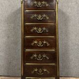 18th century Regency period chest of drawers in marquetry and copper reed