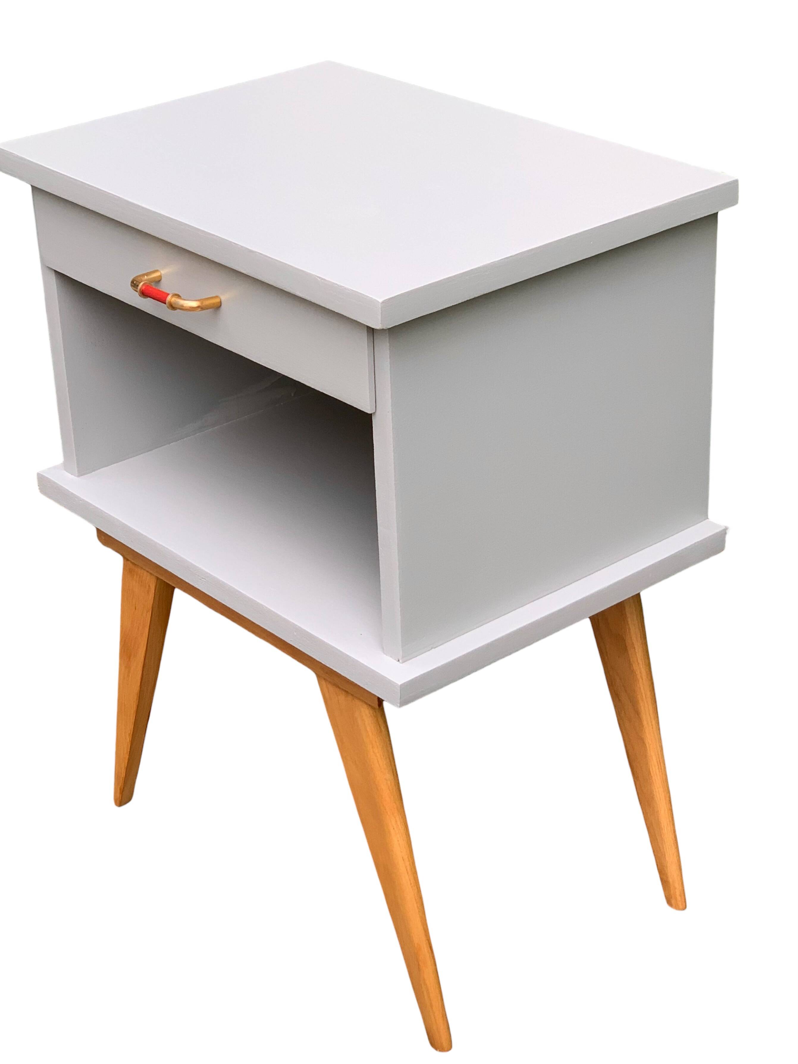 Pair of vintage 1950s compass foot bedside tables