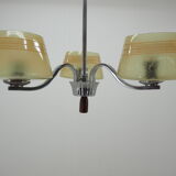 Midcentury Chrome and Glass Chandelier, Czechoslovakia 1960s